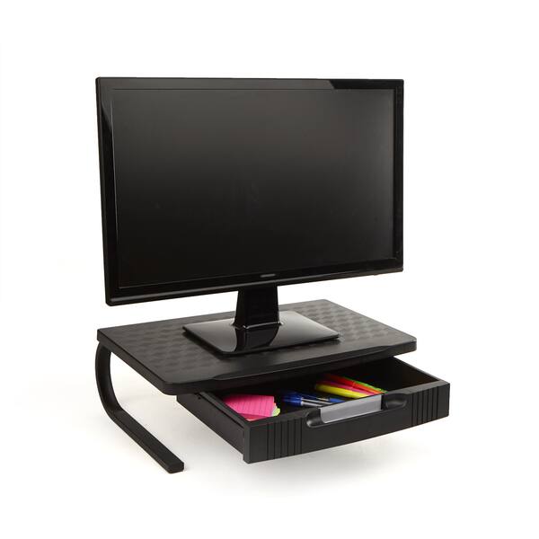 Mind Reader Extra Wide Plastic Monitor Stand Computer Riser With Metal ...