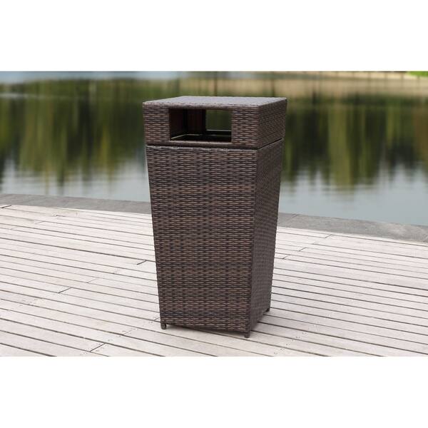 Safavieh Baker Brown Outdoor Wicker Trash Bin Overstock 20525660