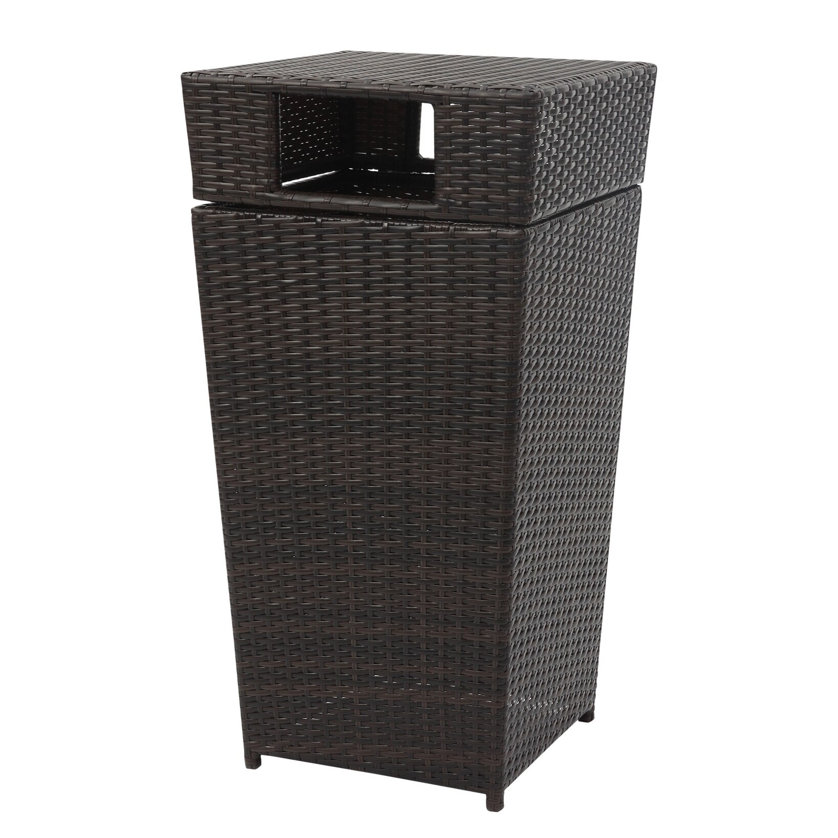 Shop Safavieh Baker Brown Outdoor Wicker Trash Bin On Sale