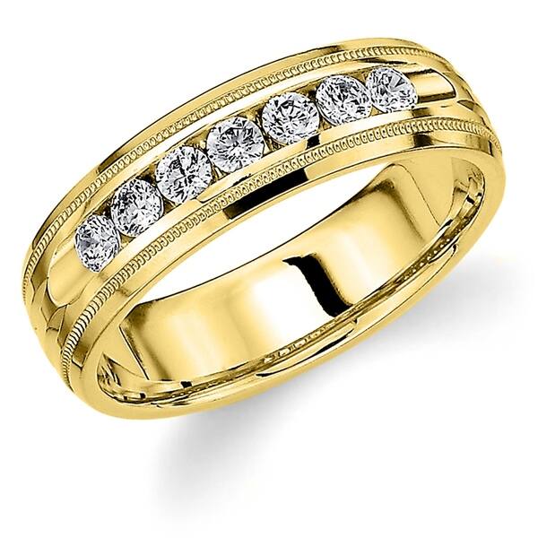 Gold N Diamonds Inc Atlanta 14kt Yellow Gold Mens Round Diamond Double Row Wedding Band Ring 2 00 Cttw Freeman And Foote Jewelers