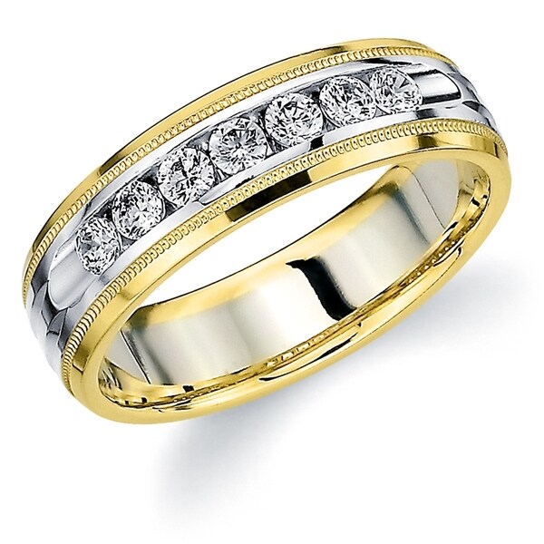 Amore 18k Two Tone Gold Men S 50ct Channel Set Diamond Wedding Amore 18k Two Tone Gold Men X27 S 50ct Channel Set Diamond Wedding