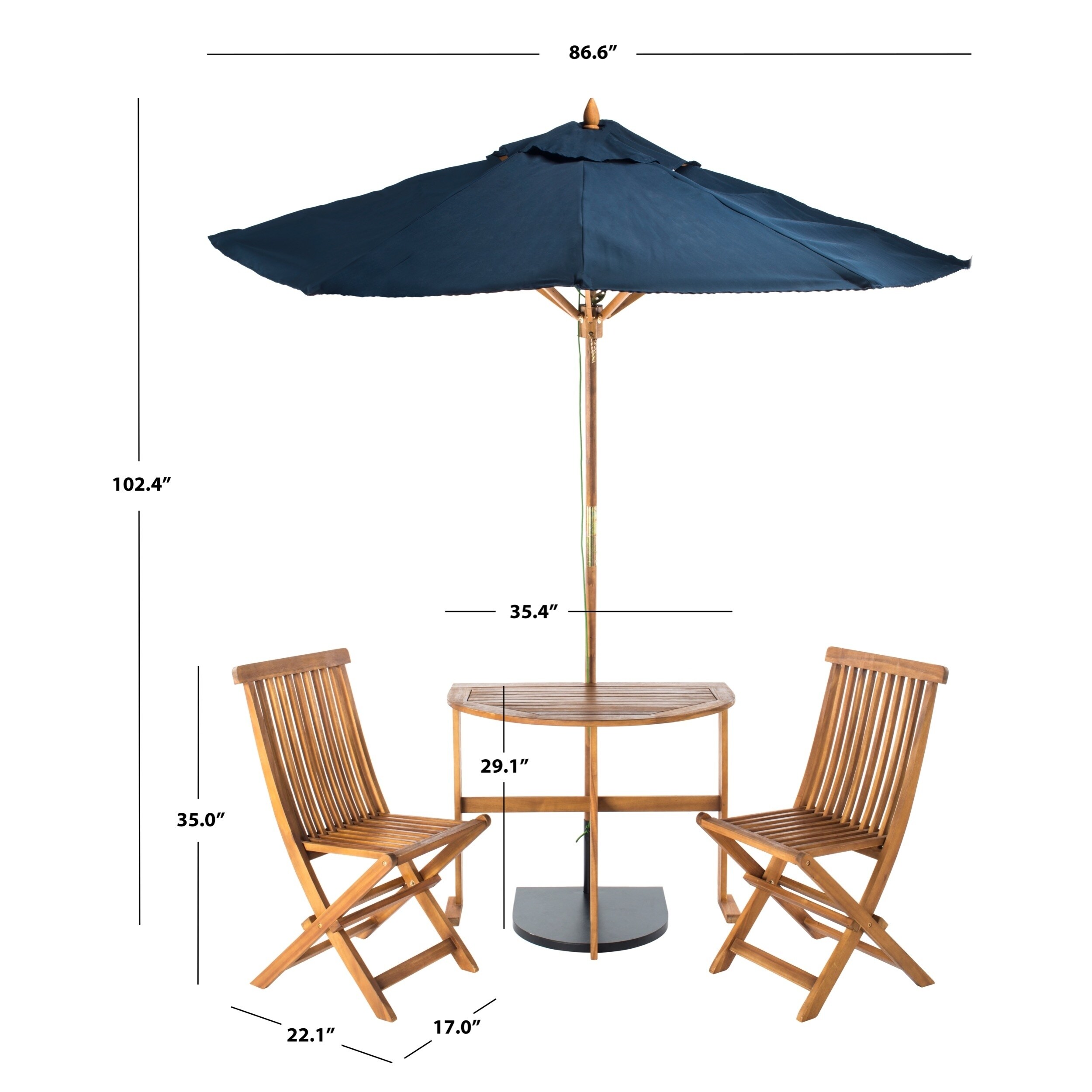 Shop Black Friday Deals On Safavieh Outdoor Living Evert Half Brown Navy Patio Set Umbrella Overstock 20526054