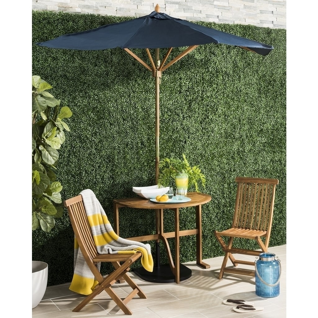 Shop Black Friday Deals On Safavieh Outdoor Living Evert Half Brown Navy Patio Set Umbrella Overstock 20526054