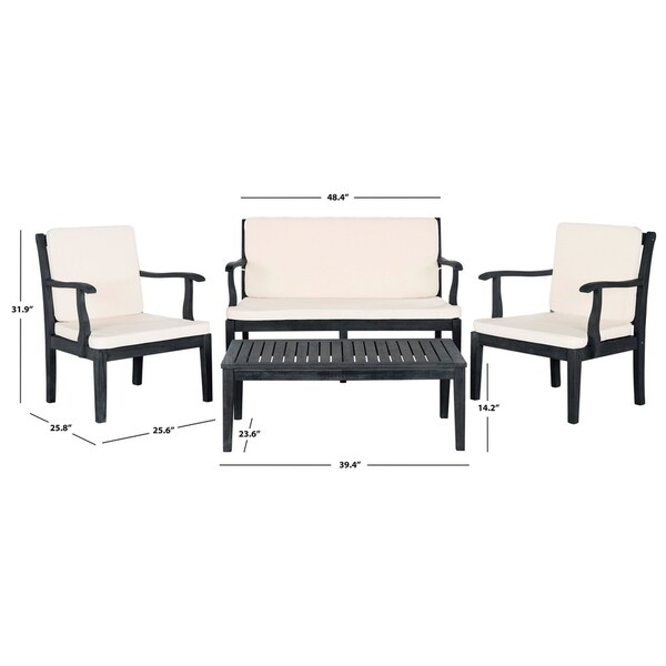 Safavieh Outdoor Living Del Mar Dark Slate Grey/ Beige Set