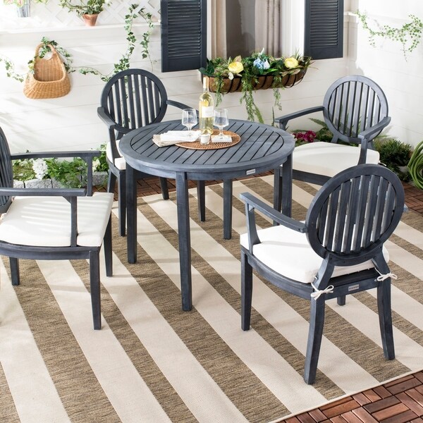 Safavieh Outdoor Living Chino Dark Slate Grey/ White 5-piece Set