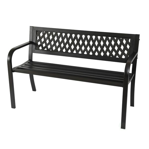 Shop Gardenised Black Patio Garden Park Yard 47 Steel Bench With