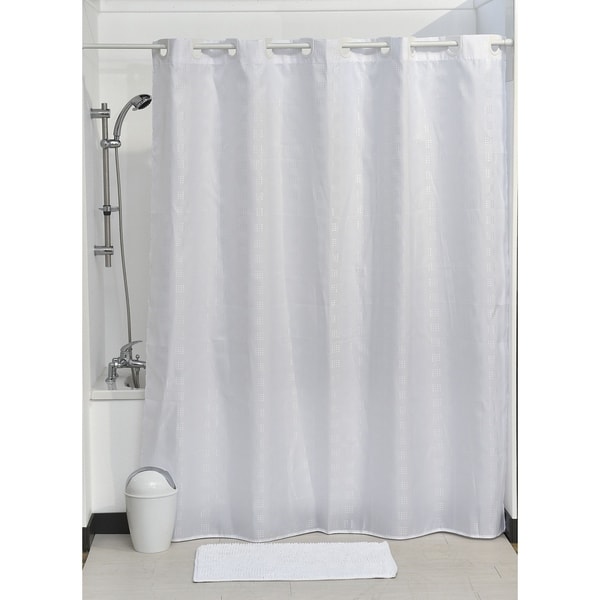 PLAIN WATER REPELLENT SHOWER//BATH ROOM CURTAIN DIFFERENT COLOURS WITH 12 HOOKS