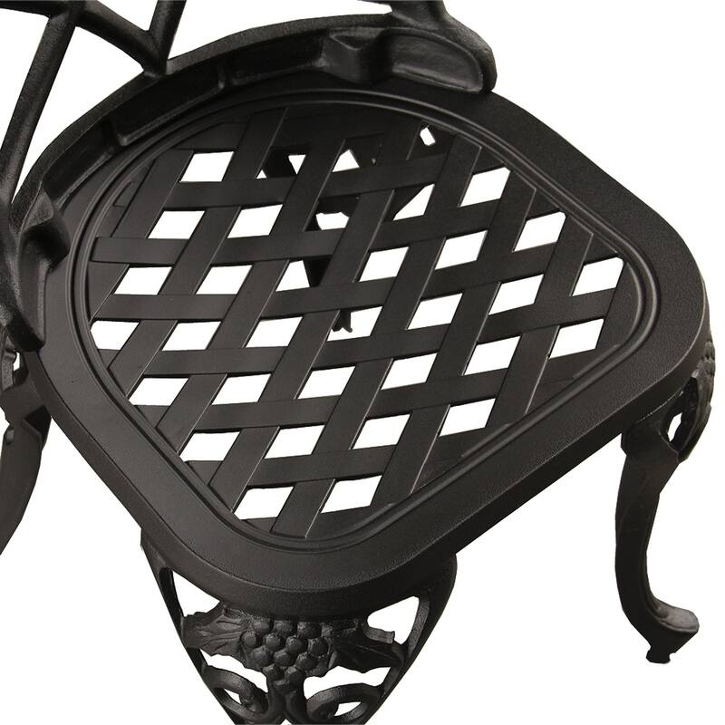 Grape Outdoor Patio Garden Aluminum 3 Piece Bistro Set in Sand Black