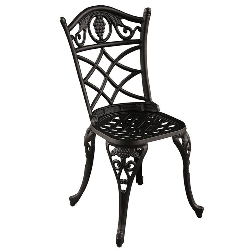 Grape Outdoor Patio Garden Aluminum 3 Piece Bistro Set in Sand Black