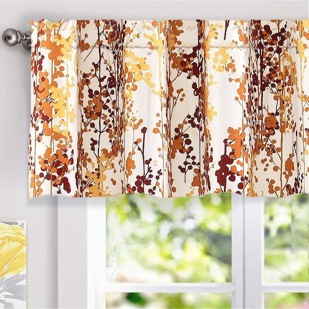 DriftAway Leah Floral Blossom Ink Painting Window Valance - 52" width x 18" length