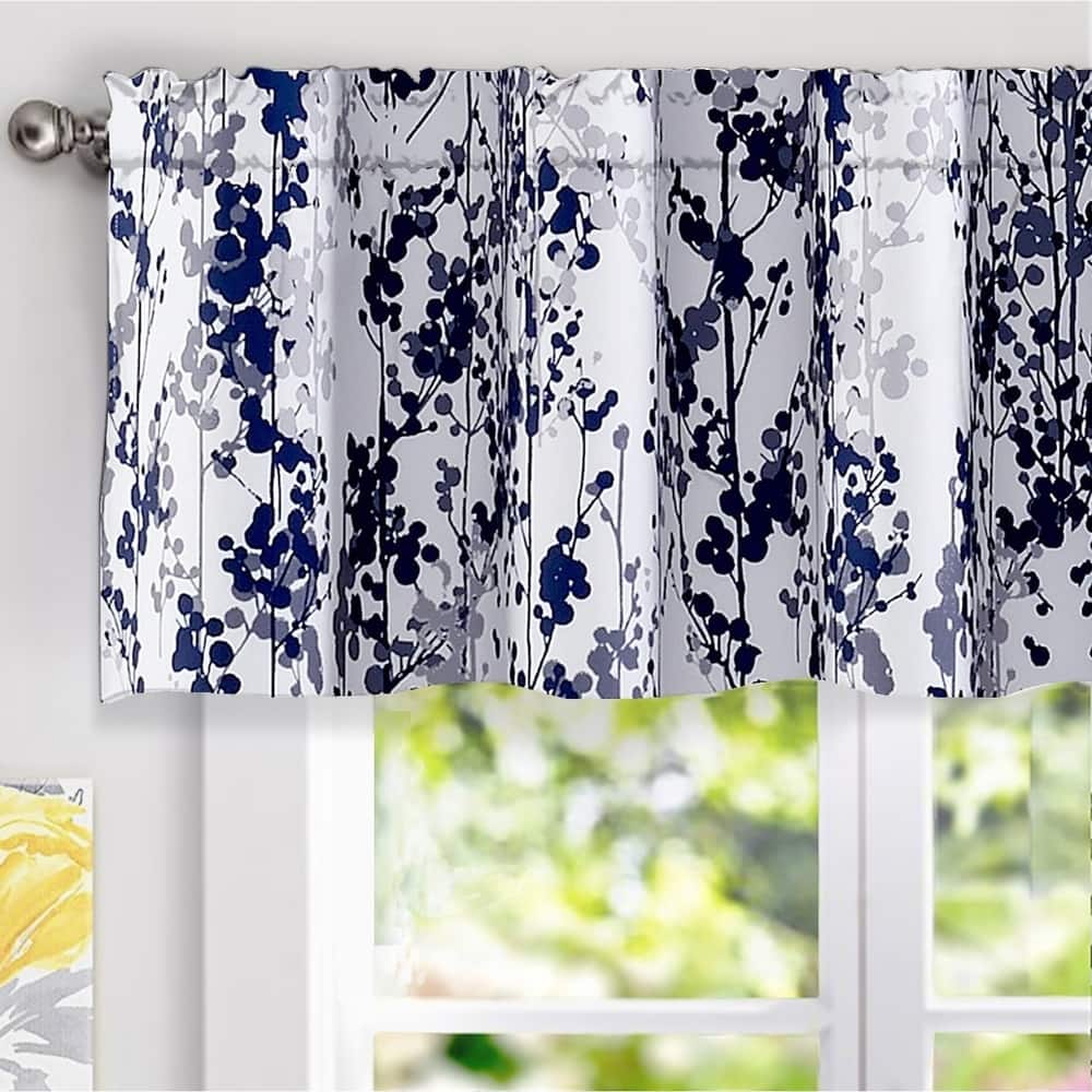 DriftAway Leah Floral Blossom Ink Painting Window Valance - 52" width x 18" length