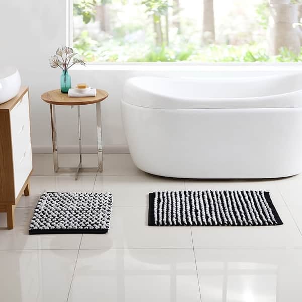 VCNY Home Reily Two Tone Cotton Blend Cut Pile 2-piece Bath Rug Set in  Black/White (As Is Item) - Bed Bath & Beyond - 20526905