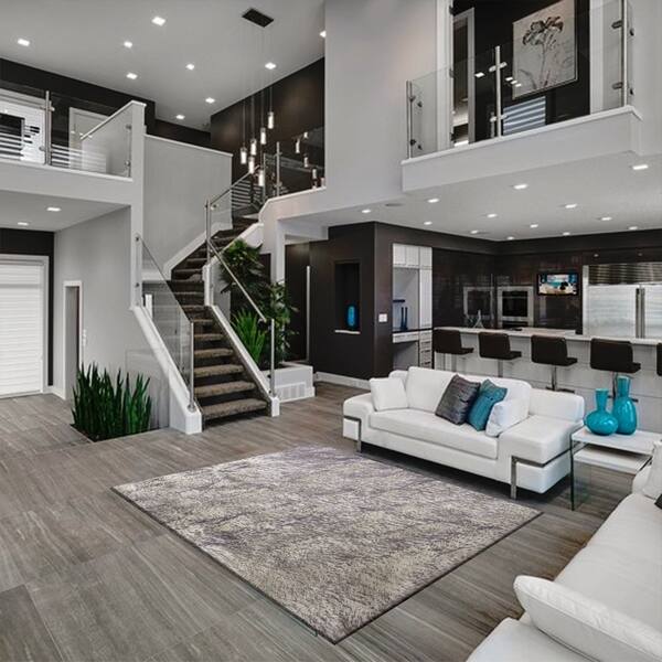 White Grey Faux Material Rug With Suede 5 X 7 White Grey Faux Material Rug
