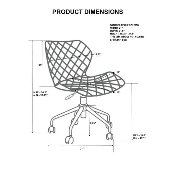 Urban Designs Deluxe Modern Office Armless Task Chair Bed Bath