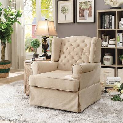 Furniture of America Lier Farmhouse Fabric Glider Rocker Chair