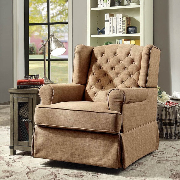 Furniture of America Lier Farmhouse Fabric Glider Rocker Chair