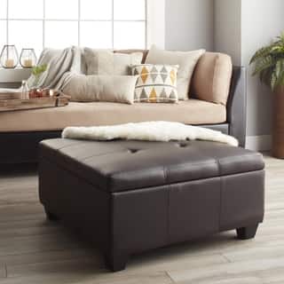 Microfiber Ottomans Storage Online At Clay Alder Home Malad 36 Inch Square Hinged Storage Bench Ottoman
