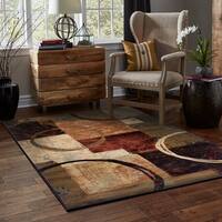 Copper Grove Wakaw Blocks and Rings Brown/ Black Area Rug