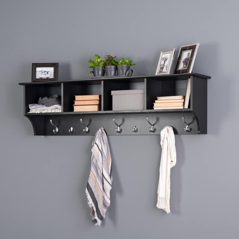 Porch & Den Hewitt Black 60 inch Wide Hanging Entryway Shelf - 60"W x 16.5"H x 11.5"D - Black
