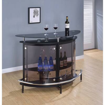 Coaster Furniture Amarillo Black and Chrome 2-tier Bar Unit