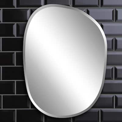 Silver Orchid Asymmetrical Frameless Beveled Large Decorative Accent Glam Mirror - 18 x 24