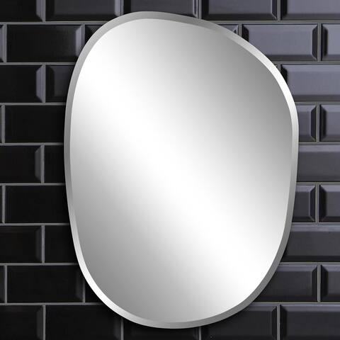 Silver Orchid Asymmetrical Frameless Beveled Large Decorative Accent Glam Mirror - 18 x 24