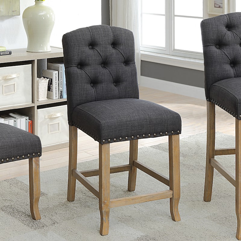 Hail Rustic Fabric Tufted Nailheads Counter Height Chairs by Furniture of America (Set of 2)