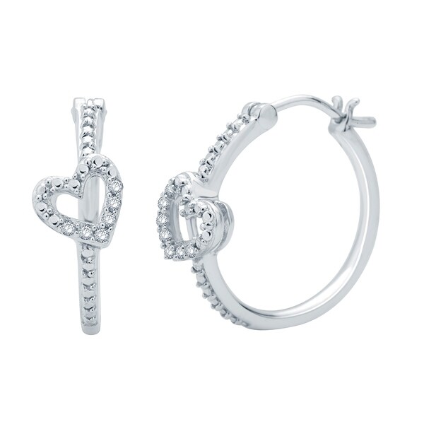 Divina Sterling Silver 1 10ct Tdw Diamond Heart Hoop Earring N A Divina Sterling Silver 1 10ct Tdw Diamond Heart Hoop Earring N A