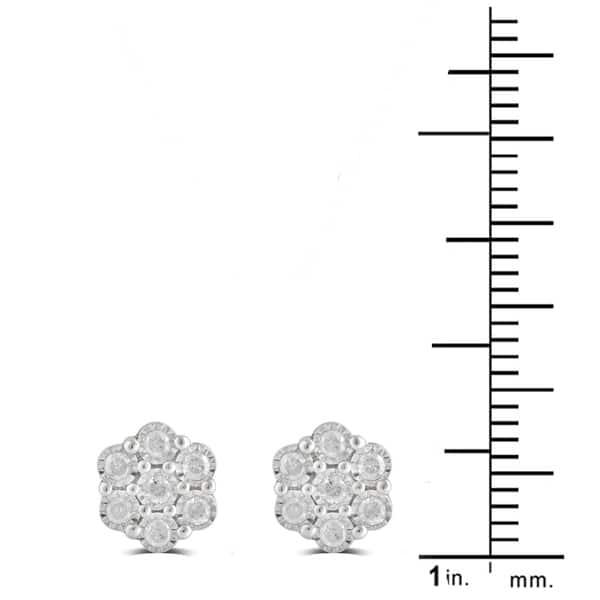 Divina Sterling Silver 1/3ct TDW Diamond Cluster Stud Earring