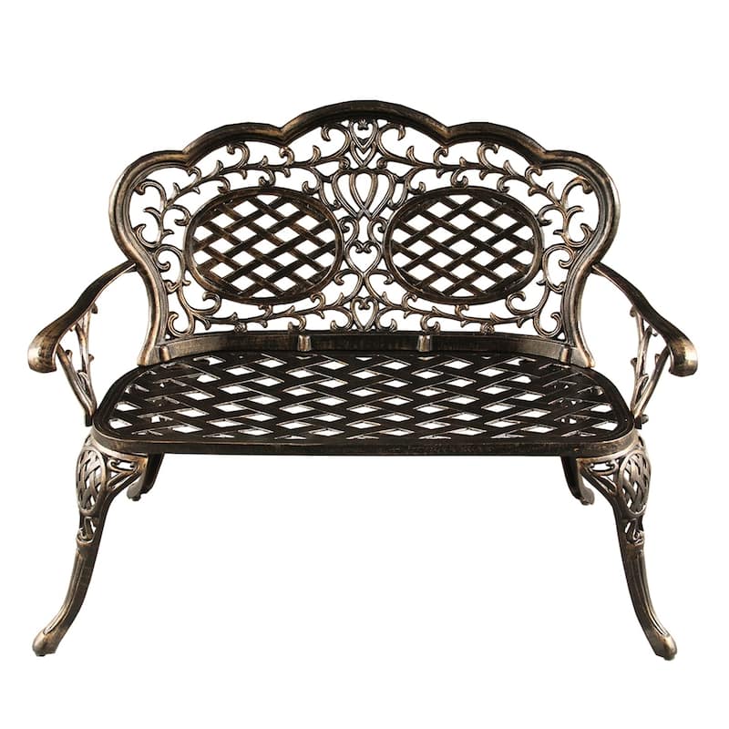 Ornate Traditional Outdoor Bronze Patio Garden Aluminum Loveseat