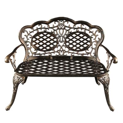 Ornate Traditional Outdoor Bronze Patio Garden Aluminum Loveseat