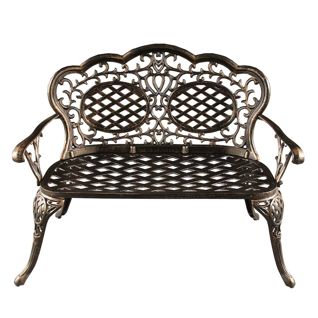 Ornate Traditional Outdoor Bronze Patio Garden Aluminum Loveseat