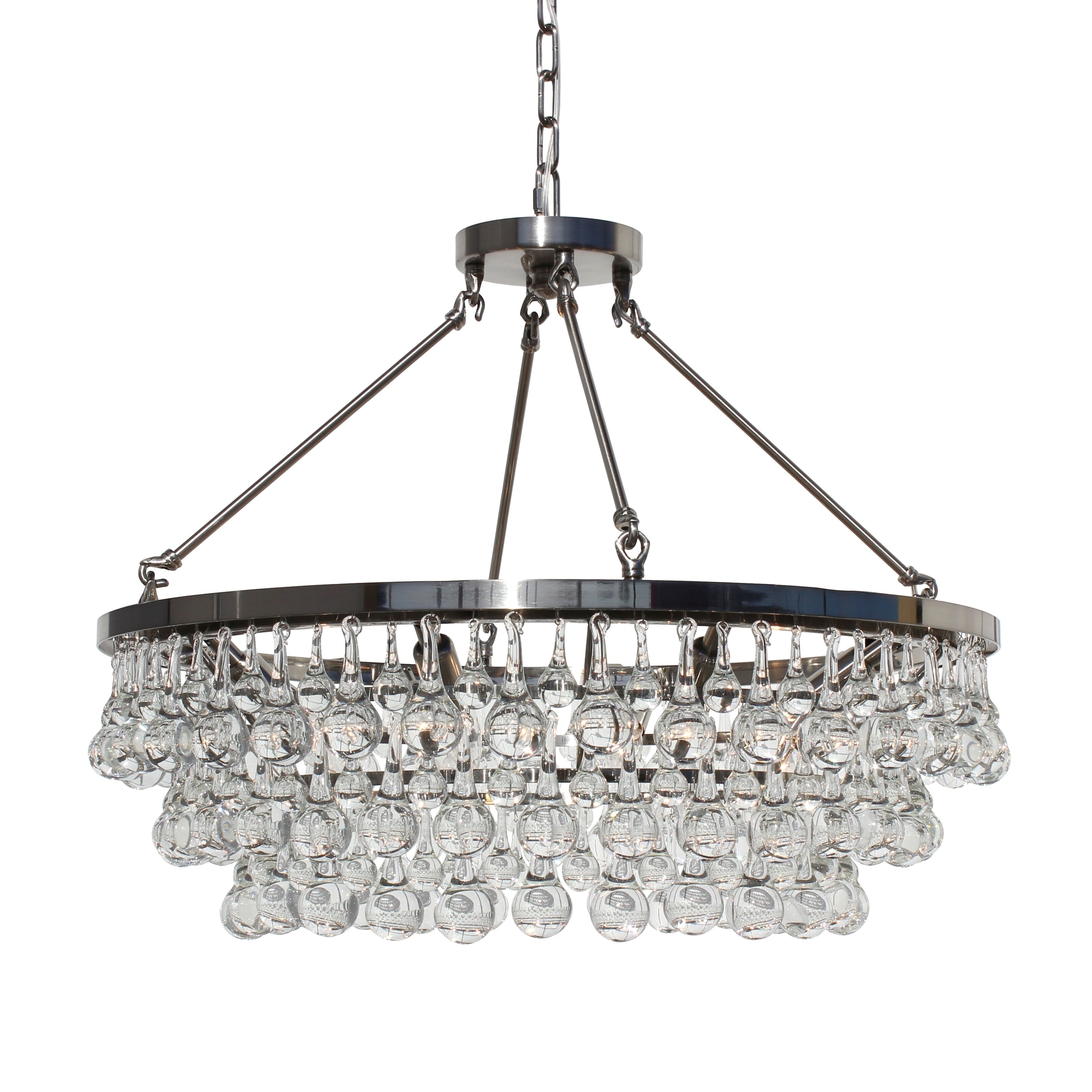 Celeste Glass Drop Crystal Chandelier, Brushed Nickel, Small - N/A - Chandeliers For Bedrooms by Overstock.com