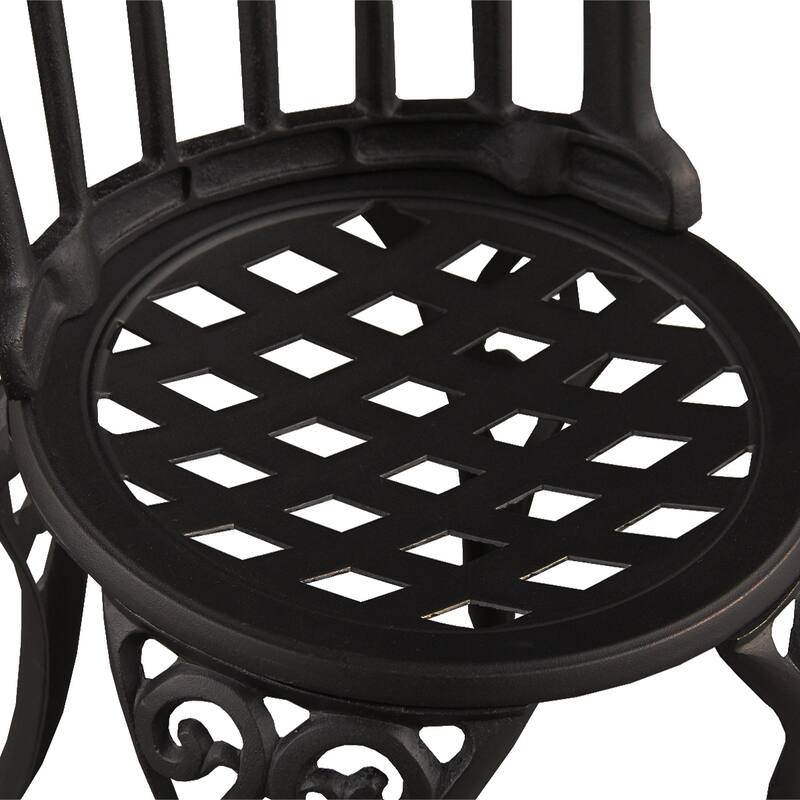 Outdoor Patio Garden Aluminum 3 Piece Bistro Set in Sand Black