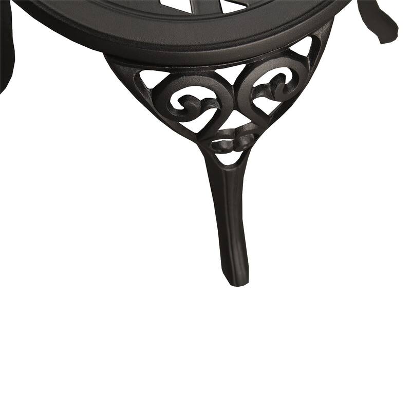 Outdoor Patio Garden Aluminum 3 Piece Bistro Set in Sand Black