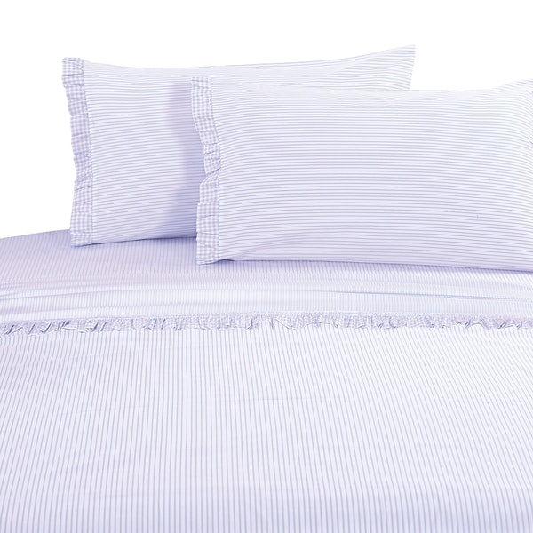 Percale Cotton Gingham Ruffle Crisp Sheet Set Purple On Percale Cotton Gingham Ruffle Crisp Sheet Set Purple On Free Shipping Today 20534655