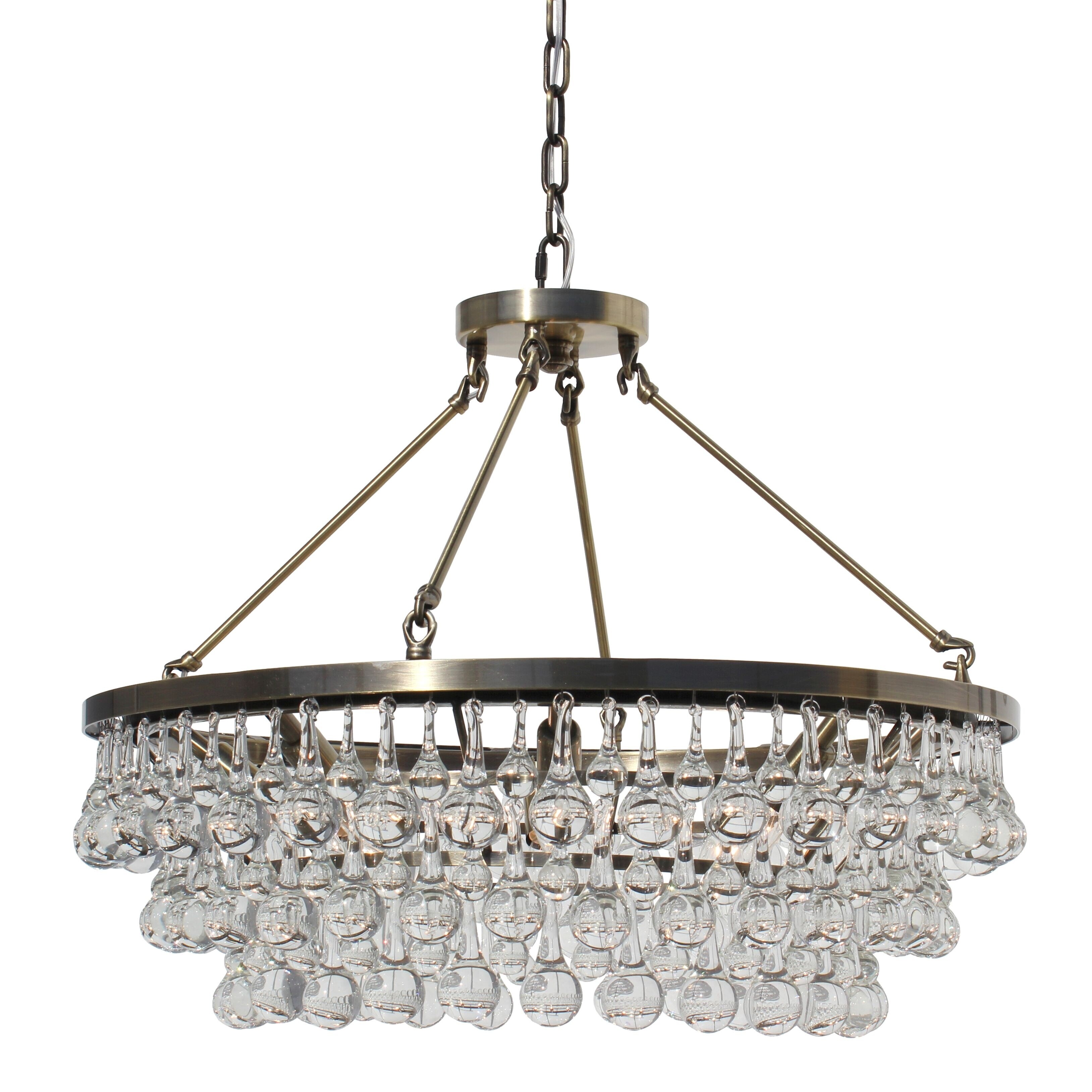 Celeste Glass Drop Crystal Chandelier, Antique Brass, Small - N/A - Chandeliers For Bedrooms by Overstock.com