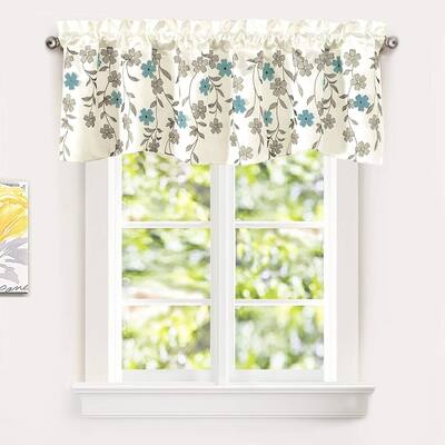 Porch & Den Oneida Floral Embroidered Faux Silk Kitchen Swag Valance