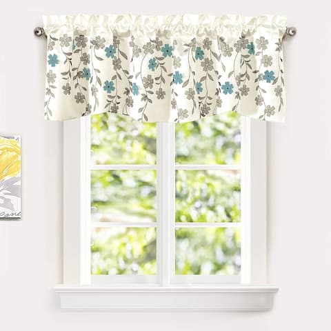 Porch & Den Oneida Floral Embroidered Faux Silk Kitchen Swag Valance