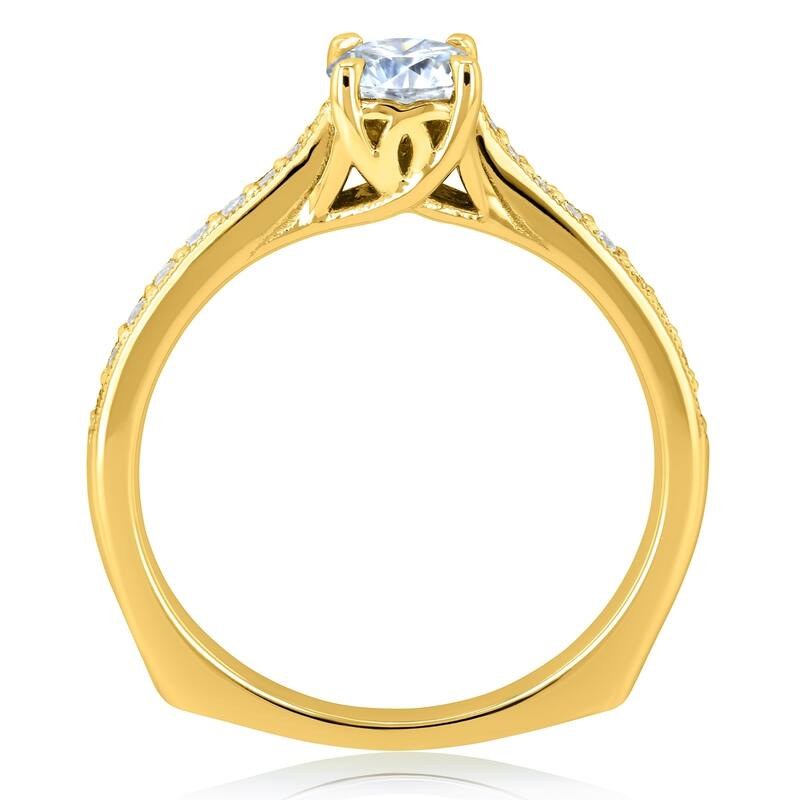 Annello by Kobelli 14k Gold 5/8ct TGW Round Moissanite and Diamond Square Shank Trellis Engagement Ring (GH/VS, GH/I)