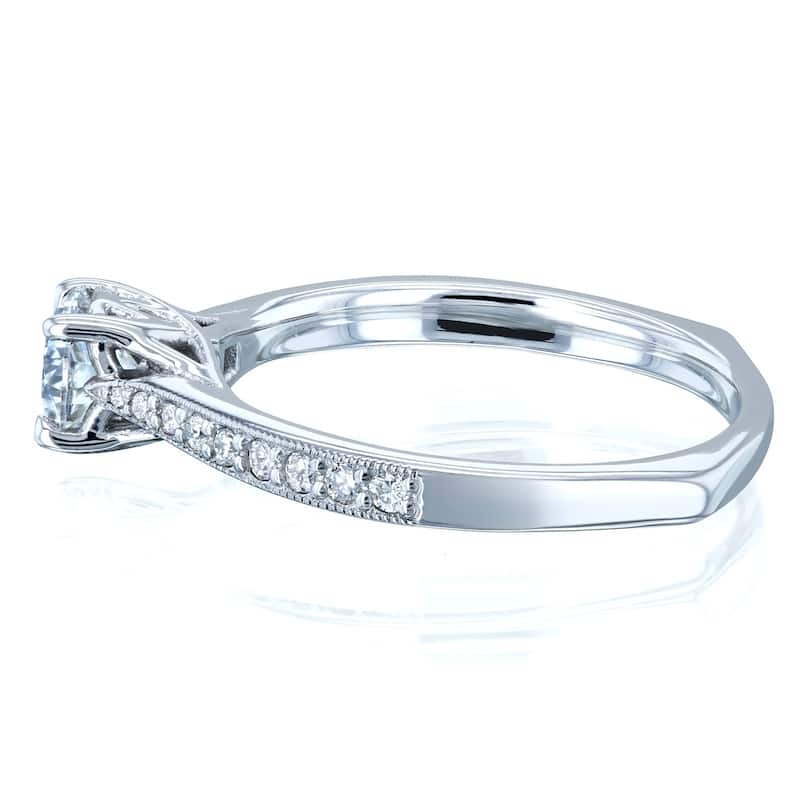 Annello by Kobelli 14k Gold 5/8ct TGW Round Moissanite and Diamond Square Shank Trellis Engagement Ring (DEF/VS, GH/I)