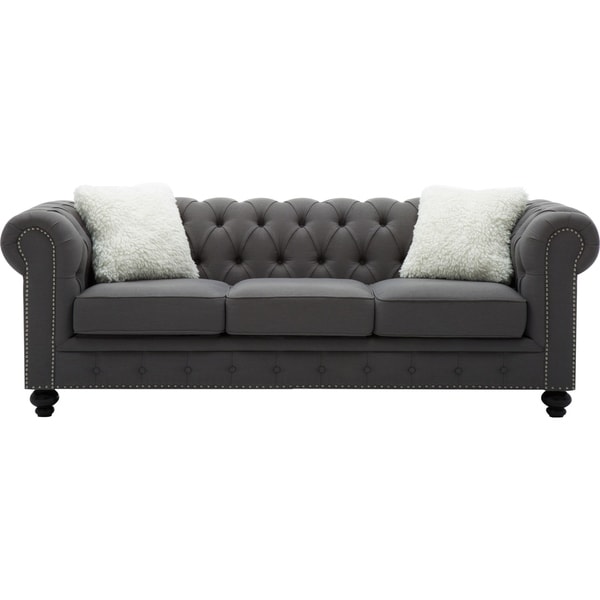Best Quality Furniture Grey Chesterfield Sofa With Accent Pillows ...