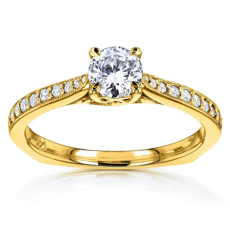 Annello by Kobelli 14k Gold 5/8ct TDW Round Diamond Square European Shank Trellis Engagement Ring (HI, I1-I2)