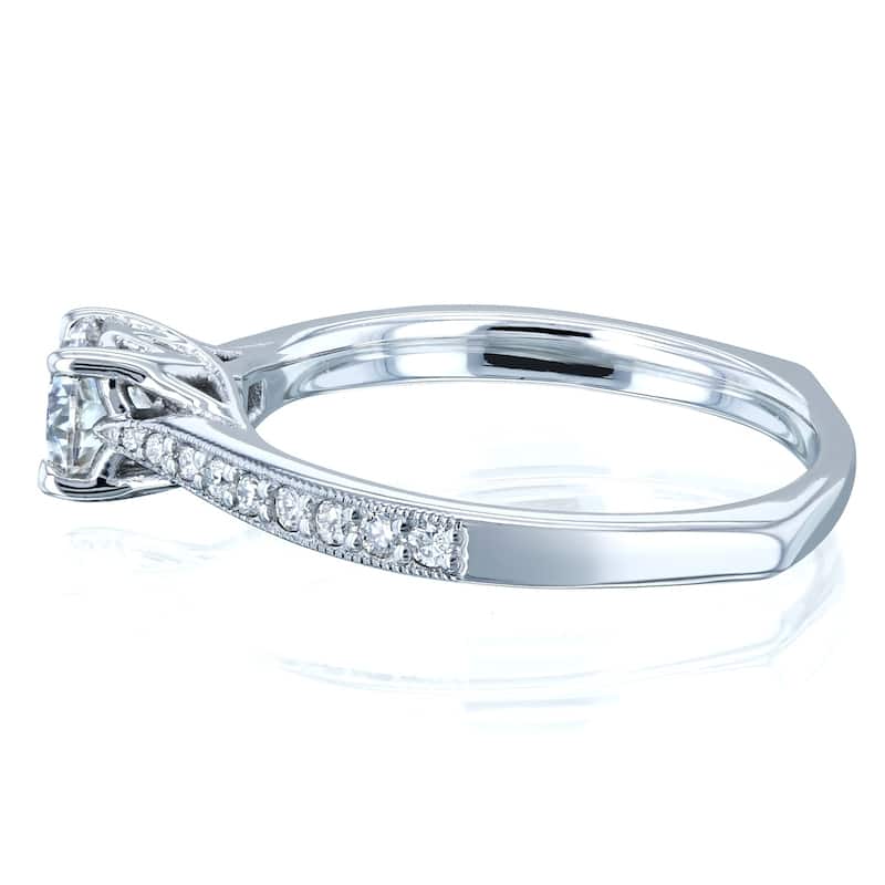Annello by Kobelli 14k Gold 5/8ct TDW Round Diamond Square European Shank Trellis Engagement Ring (HI, I1-I2)
