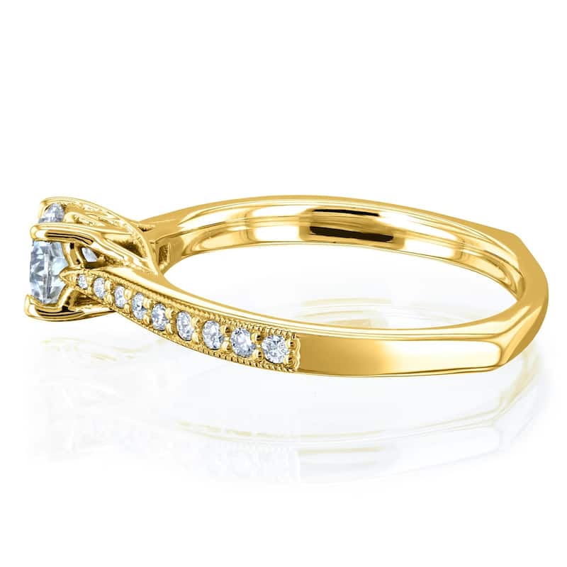 Annello by Kobelli 14k Gold 5/8ct TDW Round Diamond Square European Shank Trellis Engagement Ring (HI, I1-I2)