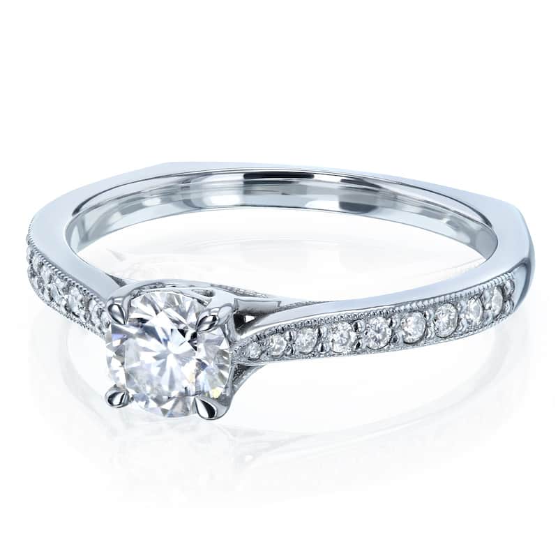 Annello by Kobelli 14k Gold 5/8ct TDW Round Diamond Square European Shank Trellis Engagement Ring (HI, I1-I2)