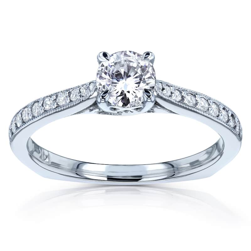 Annello by Kobelli 14k Gold 5/8ct TDW Round Diamond Square European Shank Trellis Engagement Ring (HI, I1-I2)