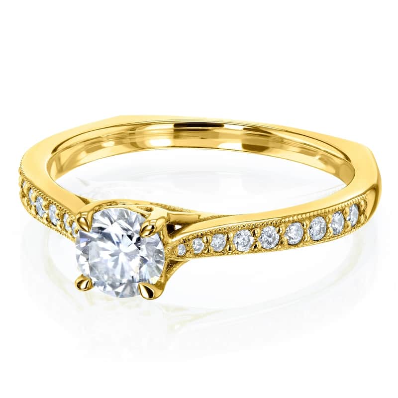 Annello by Kobelli 14k Gold 5/8ct TDW Round Diamond Square European Shank Trellis Engagement Ring (HI, I1-I2)