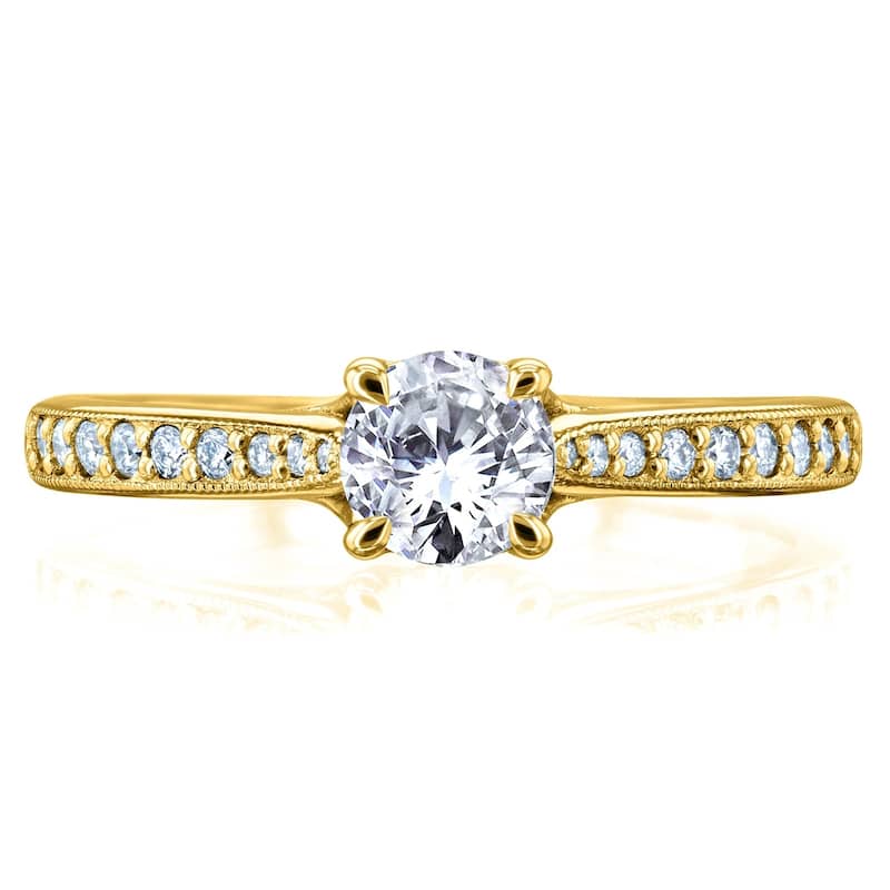 Annello by Kobelli 14k Gold 5/8ct TDW Round Diamond Square European Shank Trellis Engagement Ring (HI, I1-I2)