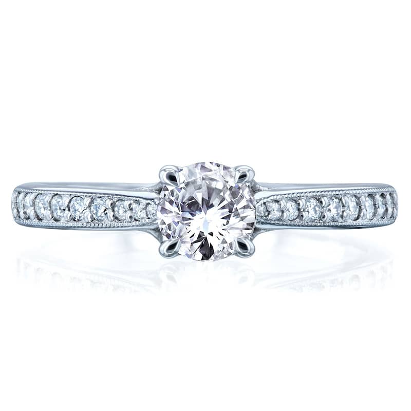 Annello by Kobelli 14k Gold 5/8ct TDW Round Diamond Square European Shank Trellis Engagement Ring (HI, I1-I2)
